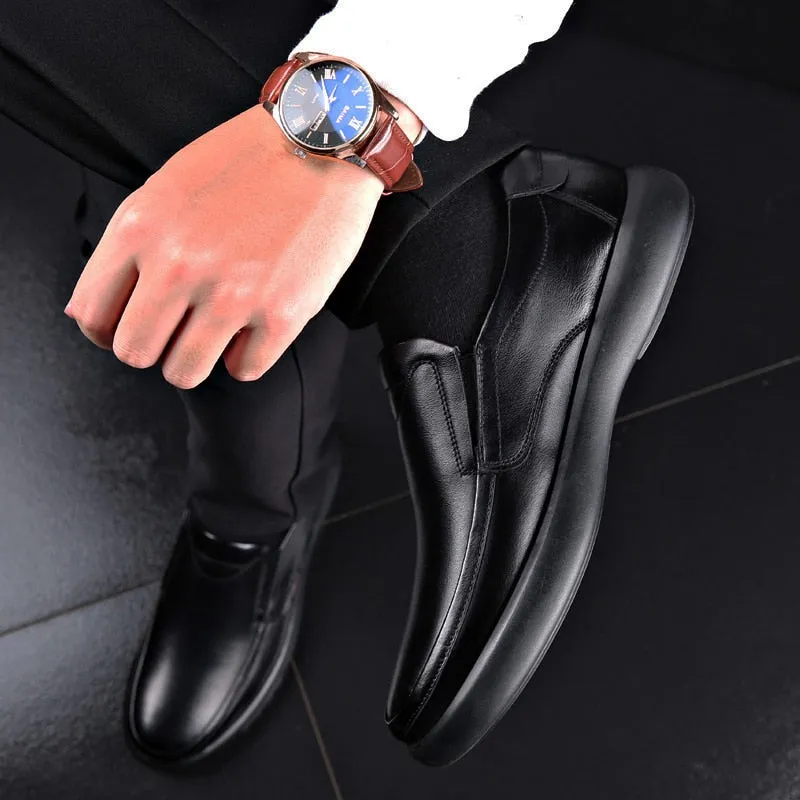 2022 Men&#39;s Genuine Leather Microfiber Leathe shoes 38-47 Soft Anti-slip Rubber Loafers Man Casual Leather Shoes
