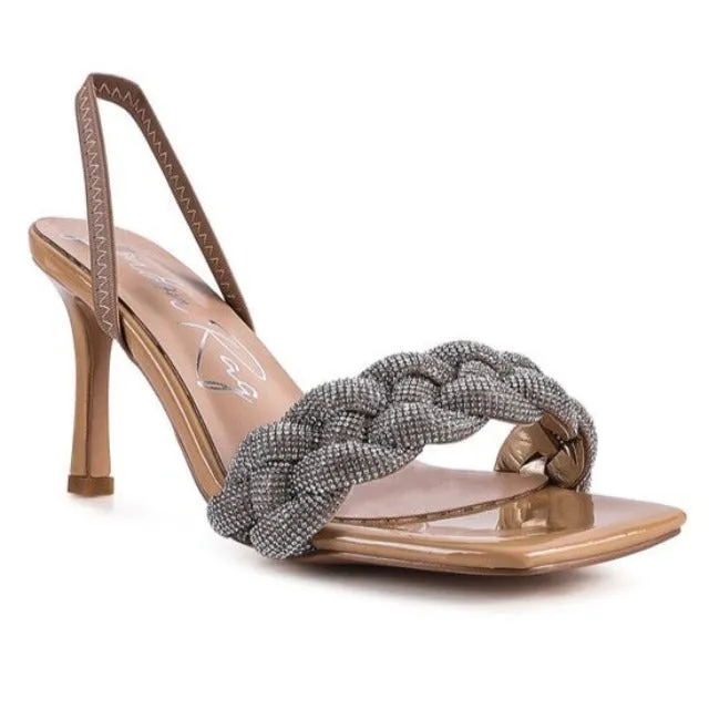Braided Kitten Heel Sandals