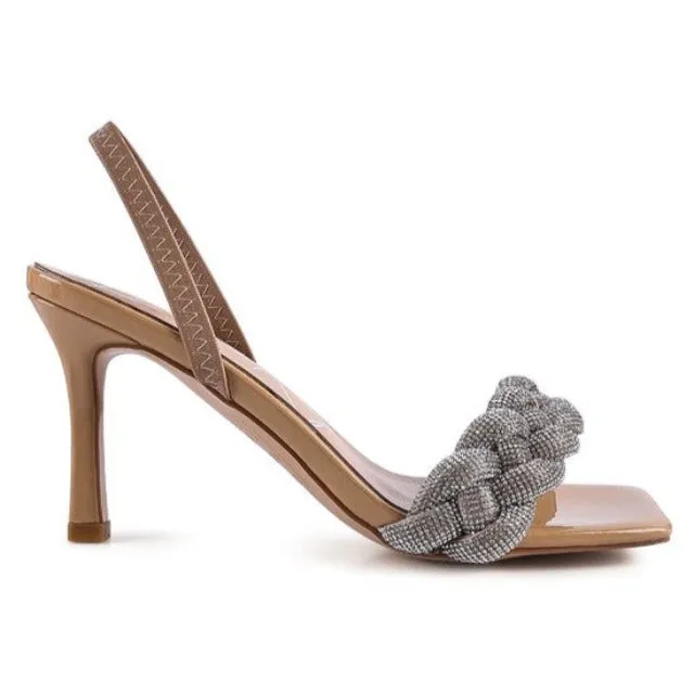 Braided Kitten Heel Sandals