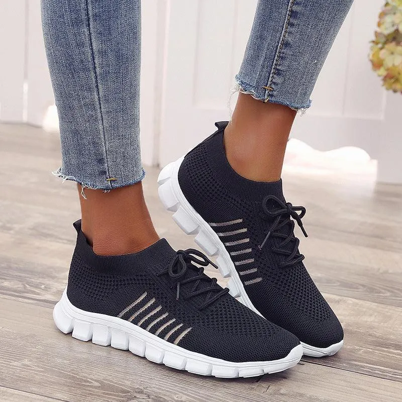 Breathable Open Side Ladies Sneakers - Black