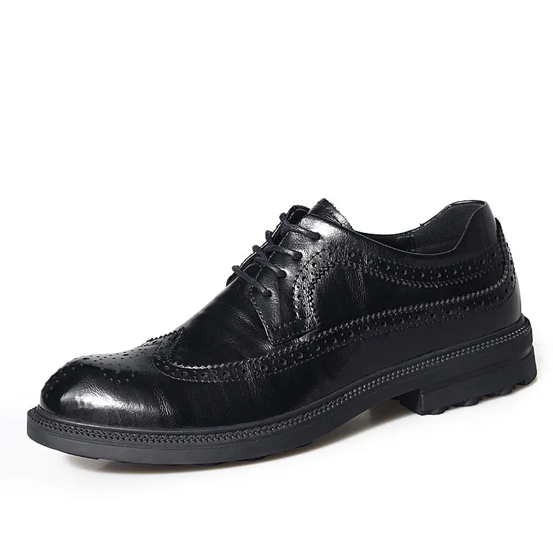 Europe Fashion Genuine Leather Shoes Men Formal Dress Shoes British Gentleman Brogue Shoes Slip-On Men Oxfords Shoes
