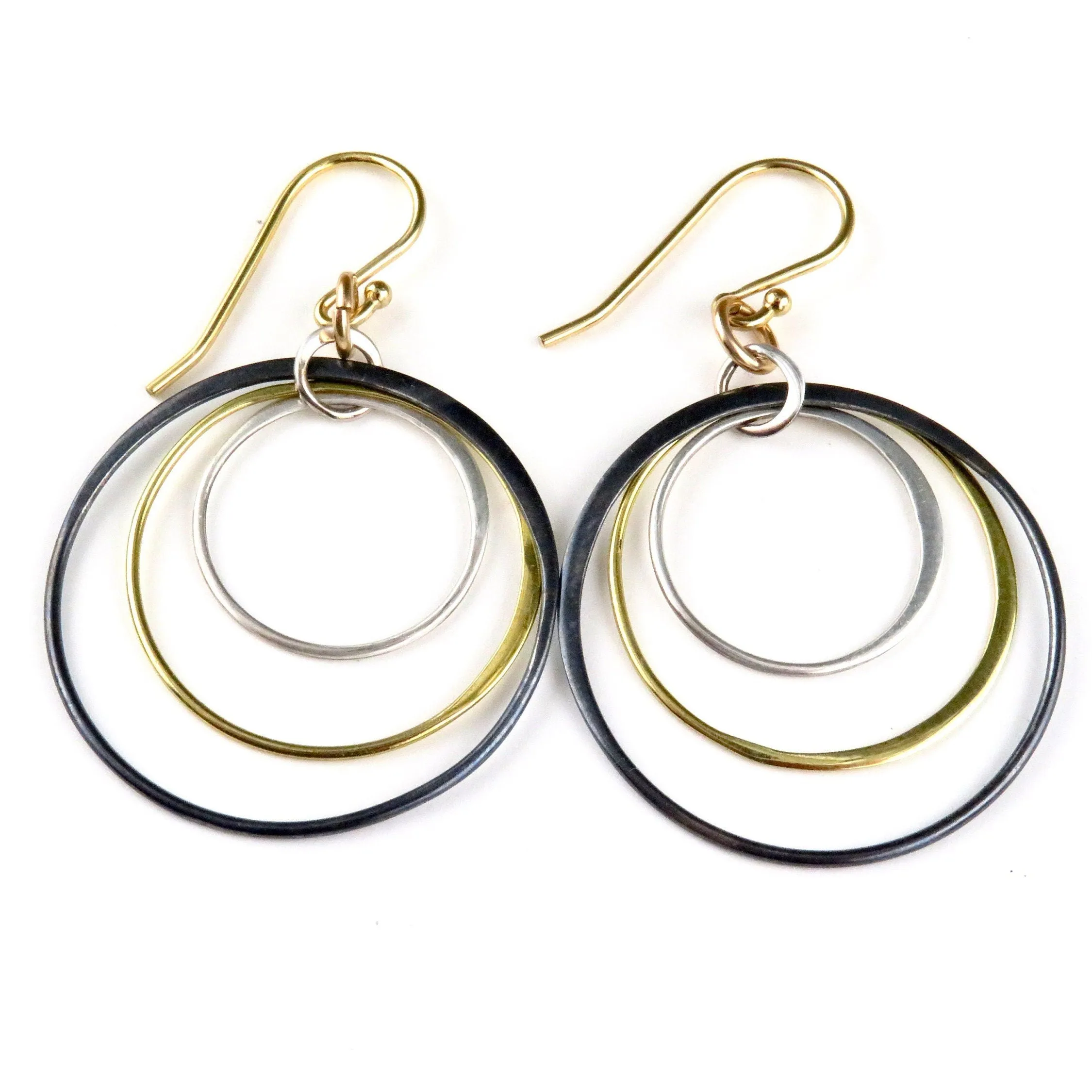 Five Mixed Metal Rings Necklace