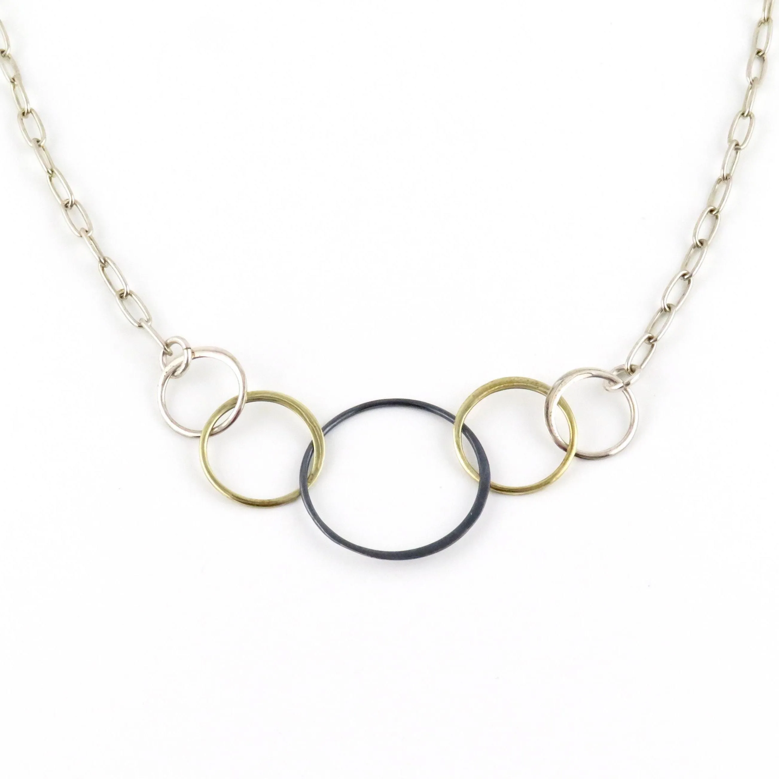 Five Mixed Metal Rings Necklace