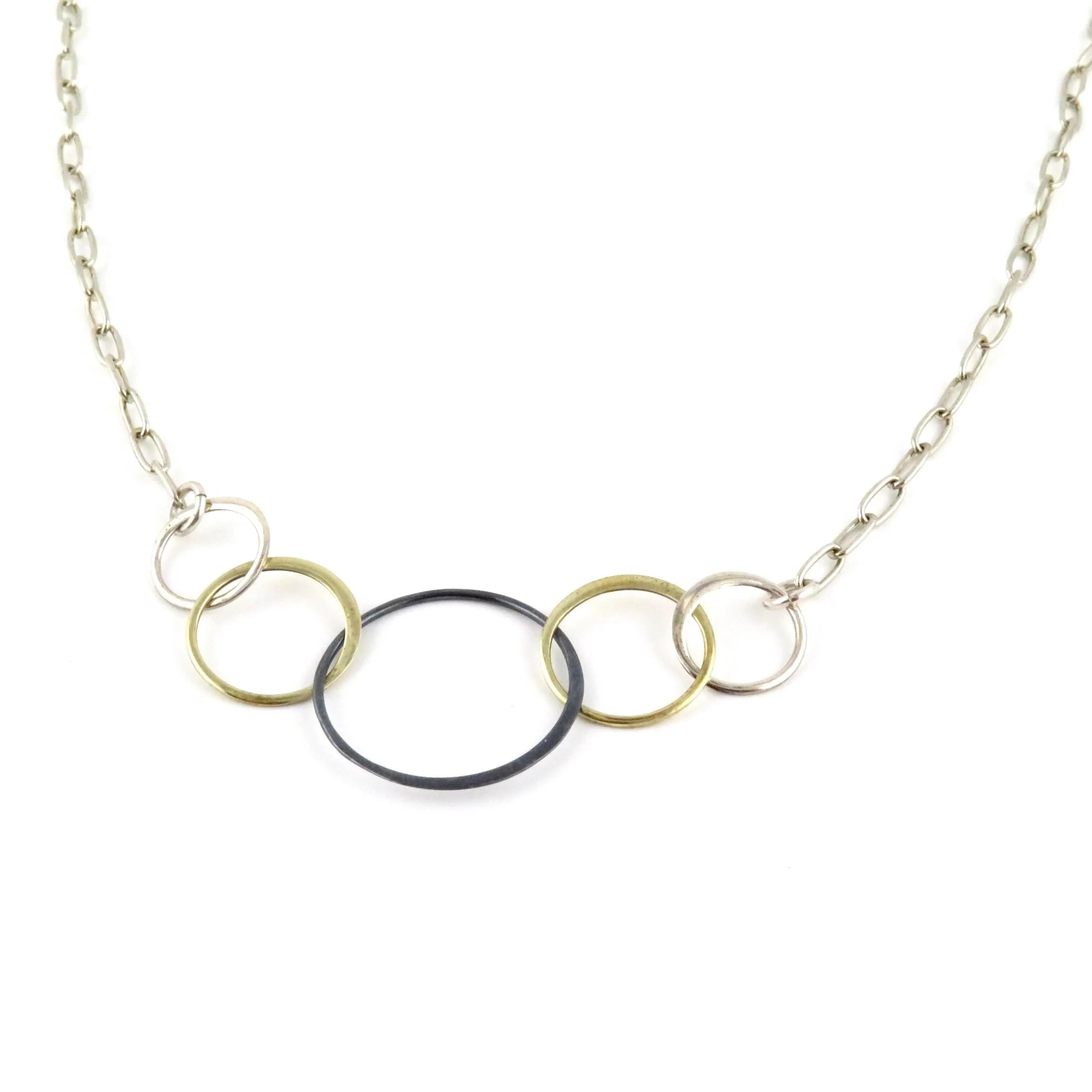 Five Mixed Metal Rings Necklace
