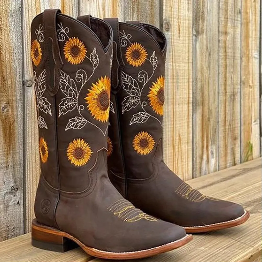 Funki Buys | Boots | Women's Embroidered Flower Cowboy Boot