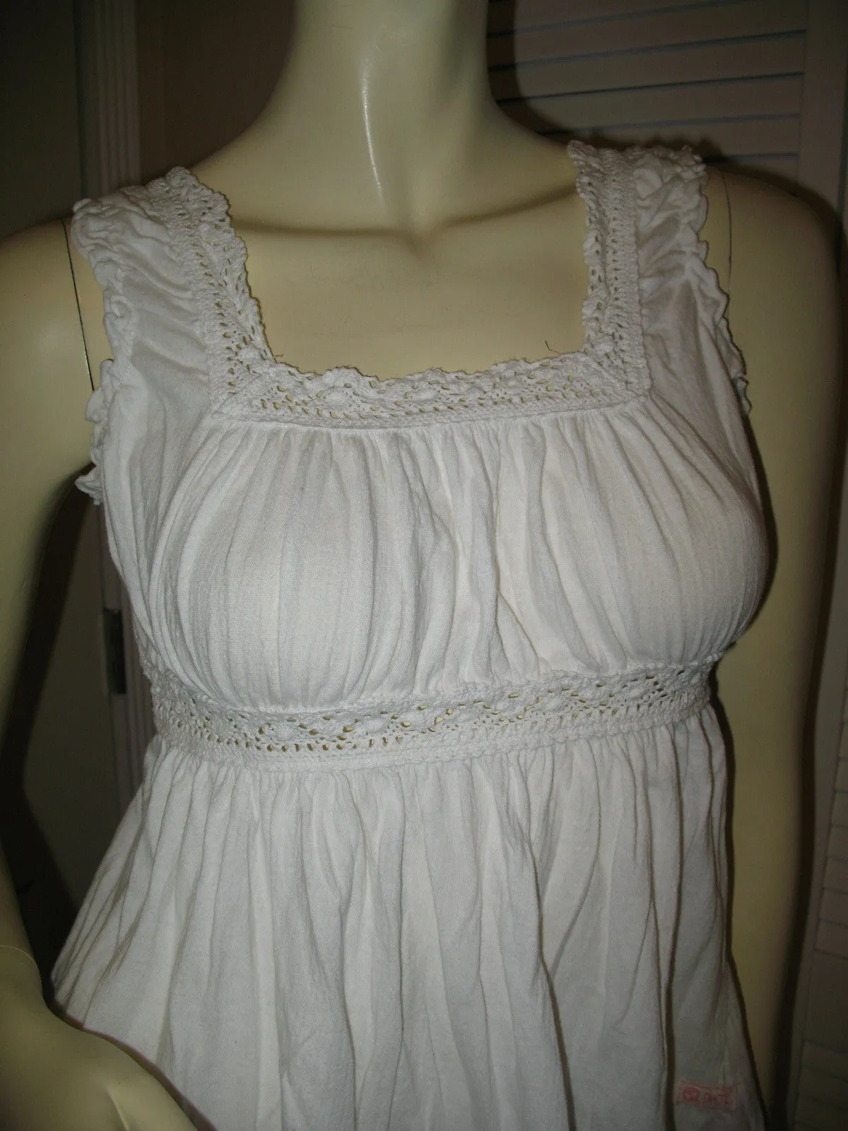 GIRLS KIDS Clothing Tops WHITE Sleeveless Empire Waist Squareneck TOP BLOUSE Junior Jr size XS XXS