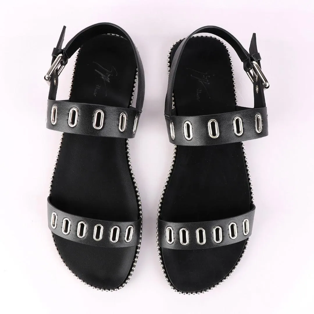 Giuseppe Zanotti Black Rander Trap Leather Sandal