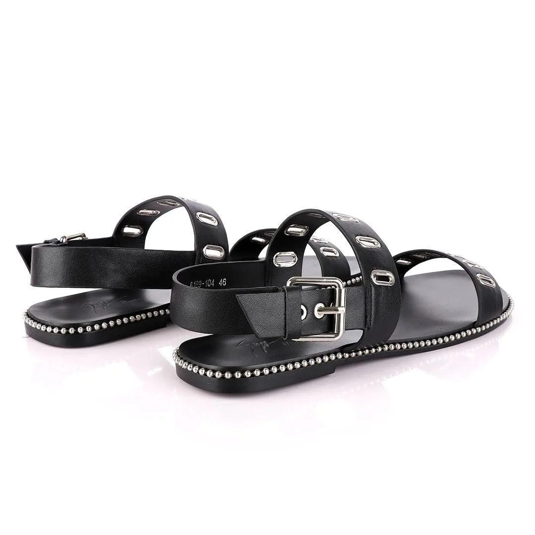 Giuseppe Zanotti Black Rander Trap Leather Sandal