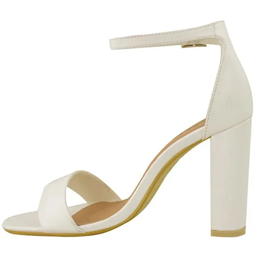 Ladies Block High Heels Ankle Strap Open Toe