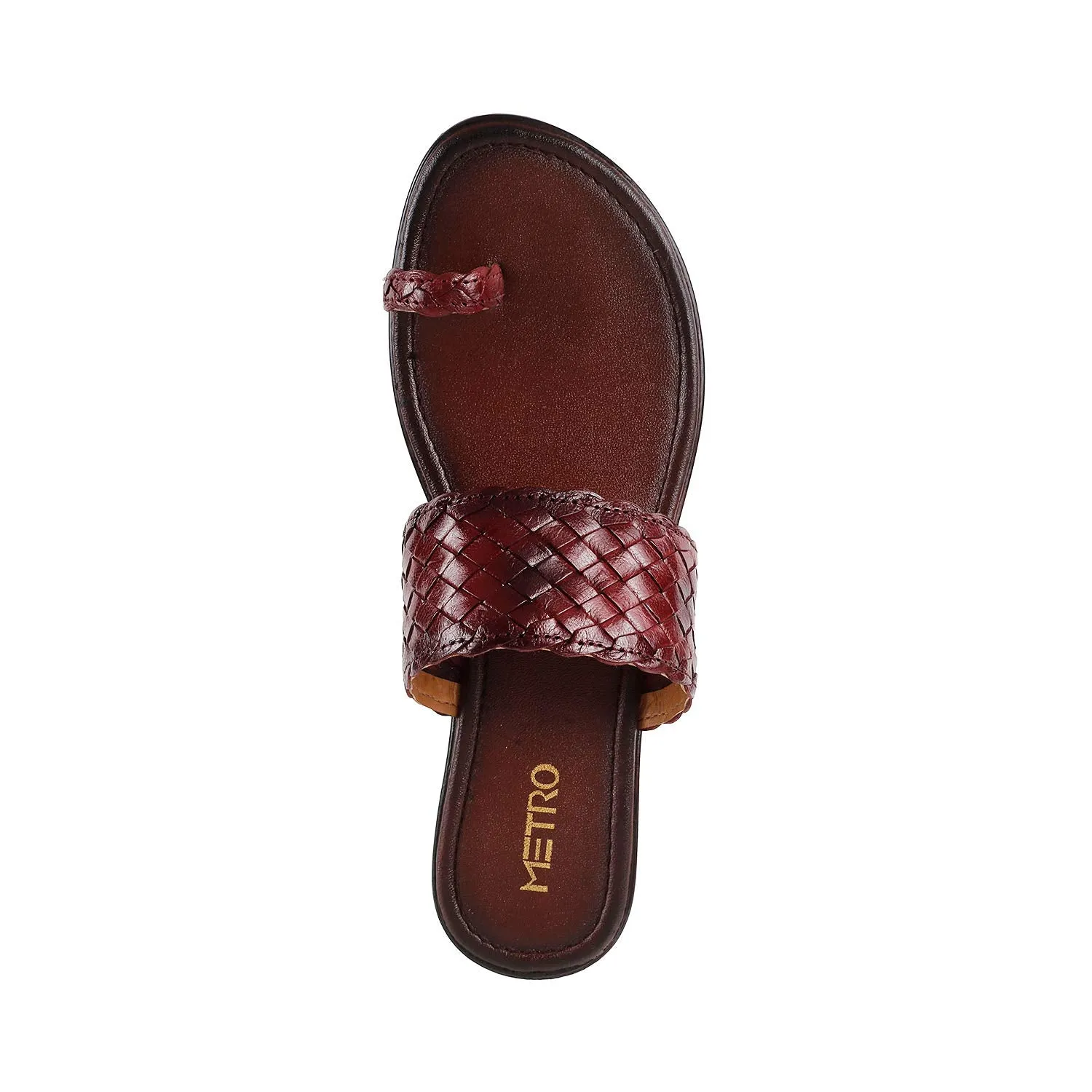 Metro Womens Leather Maron Slip Ons (Maroon)