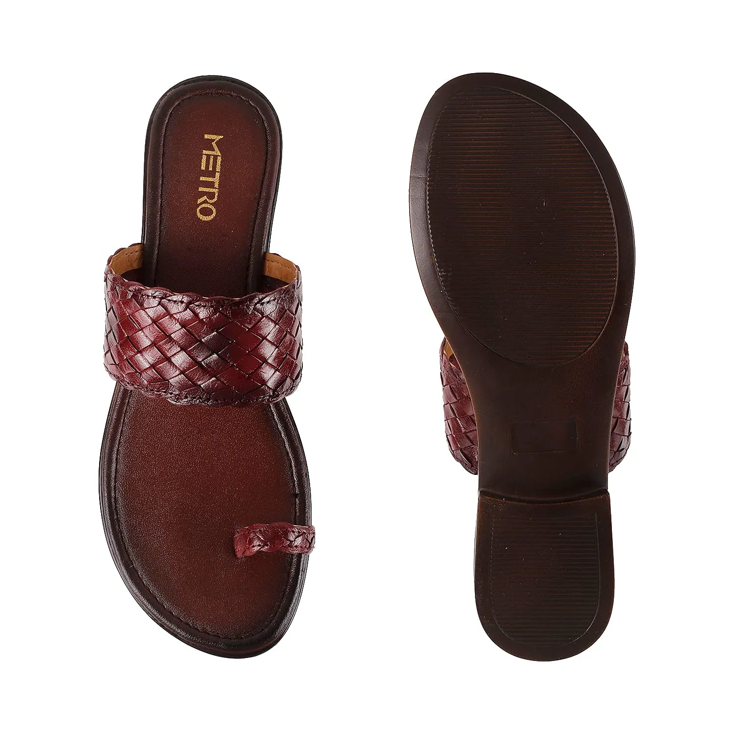 Metro Womens Leather Maron Slip Ons (Maroon)