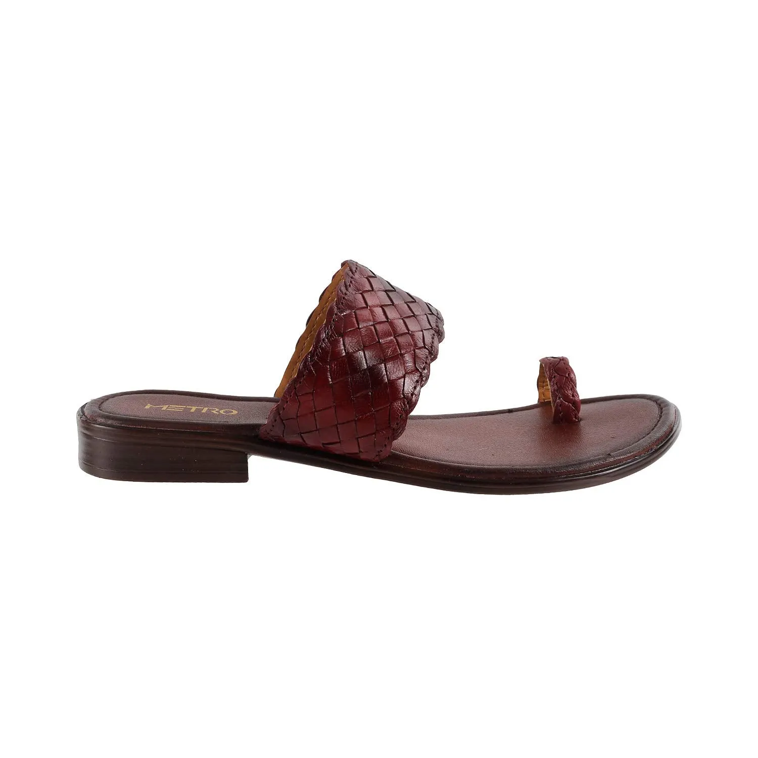 Metro Womens Leather Maron Slip Ons (Maroon)