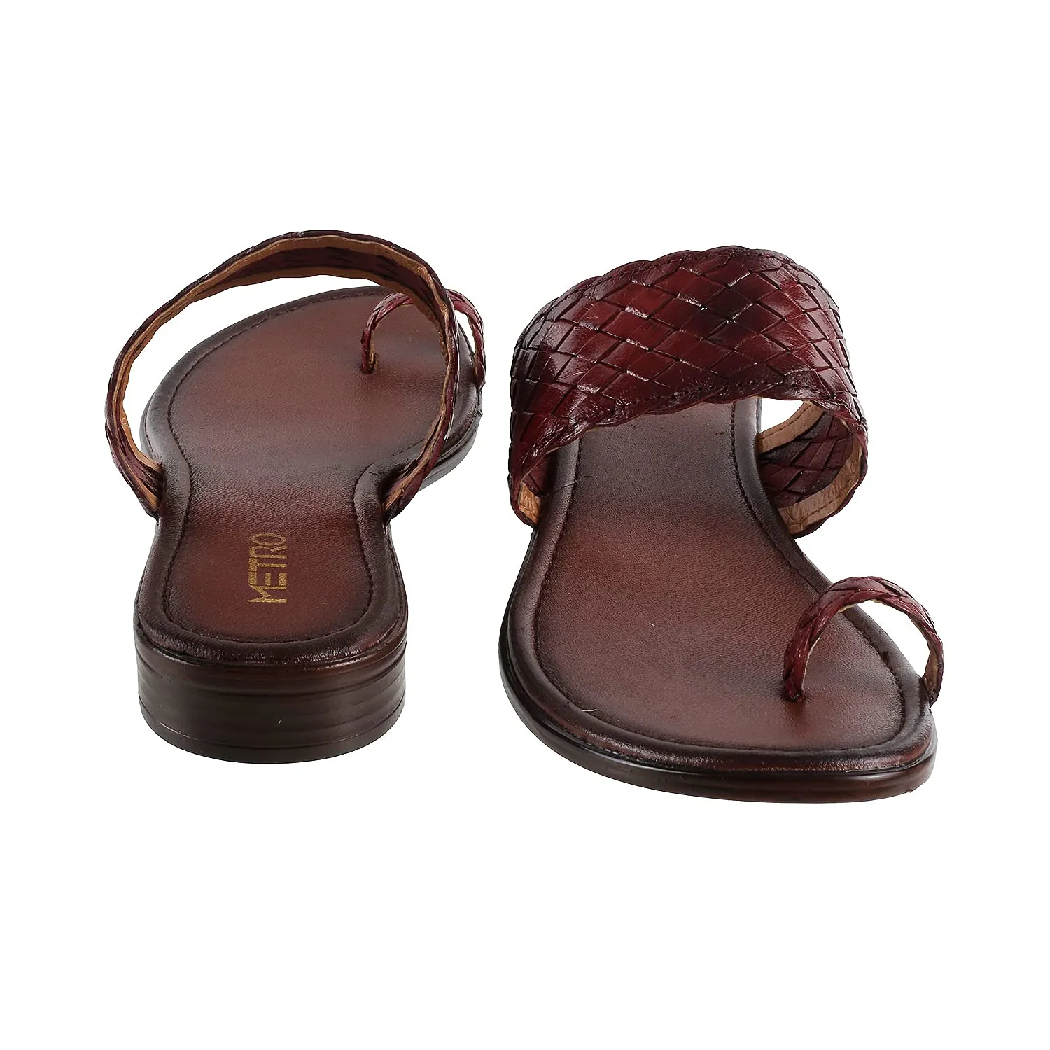 Metro Womens Leather Maron Slip Ons (Maroon)