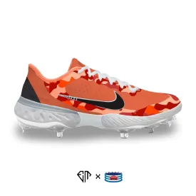 "Orange Duck Camo" Nike Alpha Huarache Elite 3 Cleats by Stadium Custom Kicks