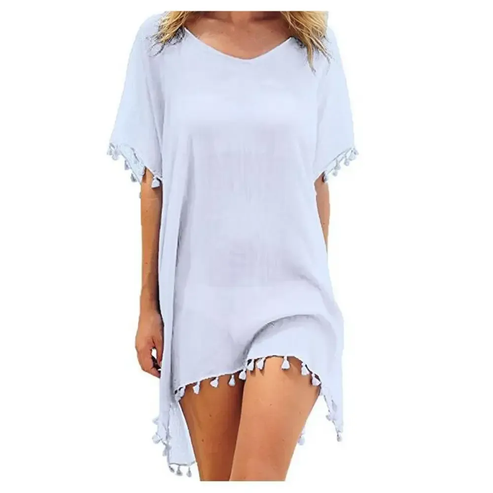 Women Beach Cover-Up Lace Hollow Crochet Swimsuit Beach Dress