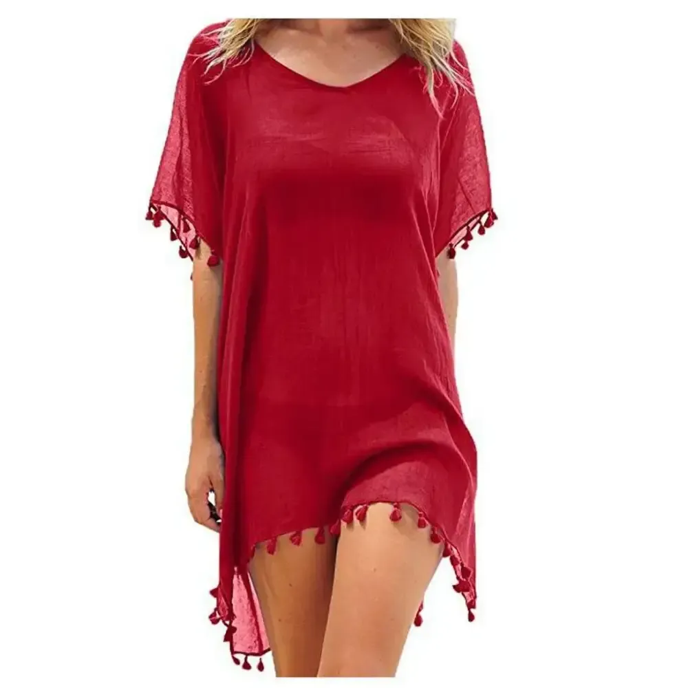 Women Beach Cover-Up Lace Hollow Crochet Swimsuit Beach Dress
