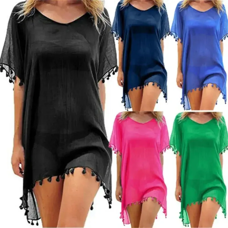 Women Beach Cover-Up Lace Hollow Crochet Swimsuit Beach Dress