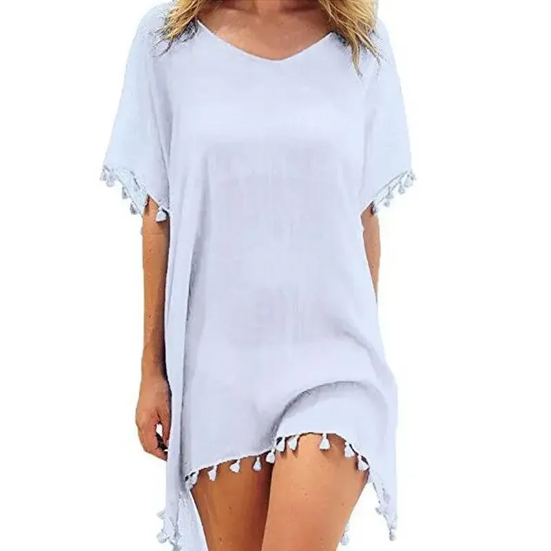 Women Beach Cover-Up Lace Hollow Crochet Swimsuit Beach Dress