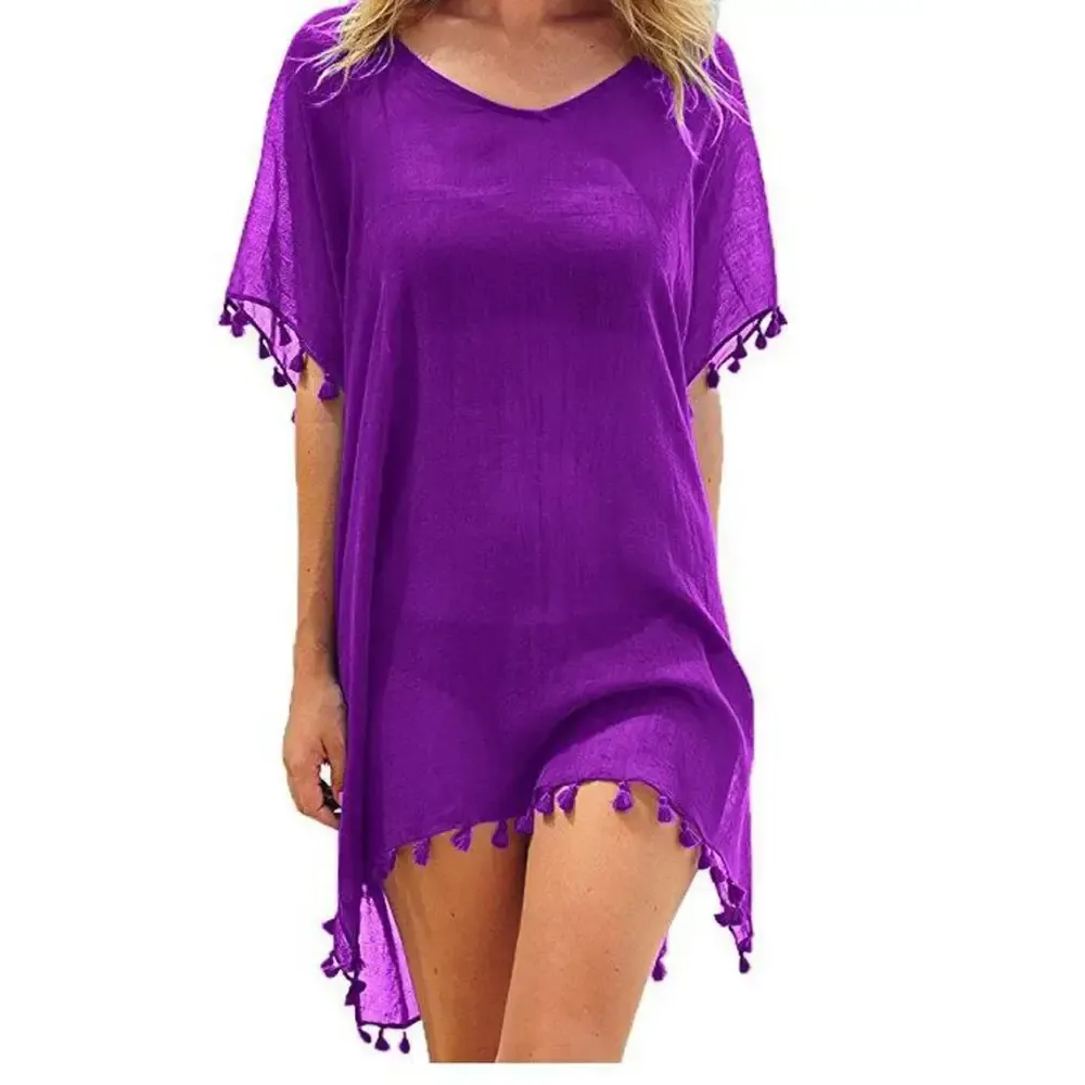 Women Beach Cover-Up Lace Hollow Crochet Swimsuit Beach Dress