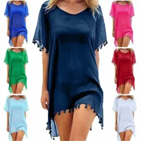 Women Beach Cover-Up Lace Hollow Crochet Swimsuit Beach Dress