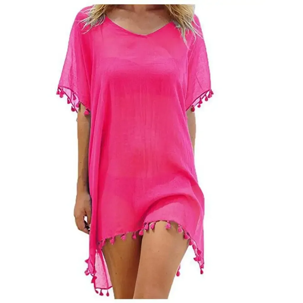 Women Beach Cover-Up Lace Hollow Crochet Swimsuit Beach Dress