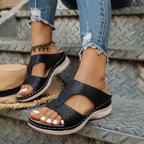 Women's Hollow-Out Wedge Mules 01017210C