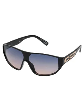 Wrap-Around Shield Sunglasses in Black