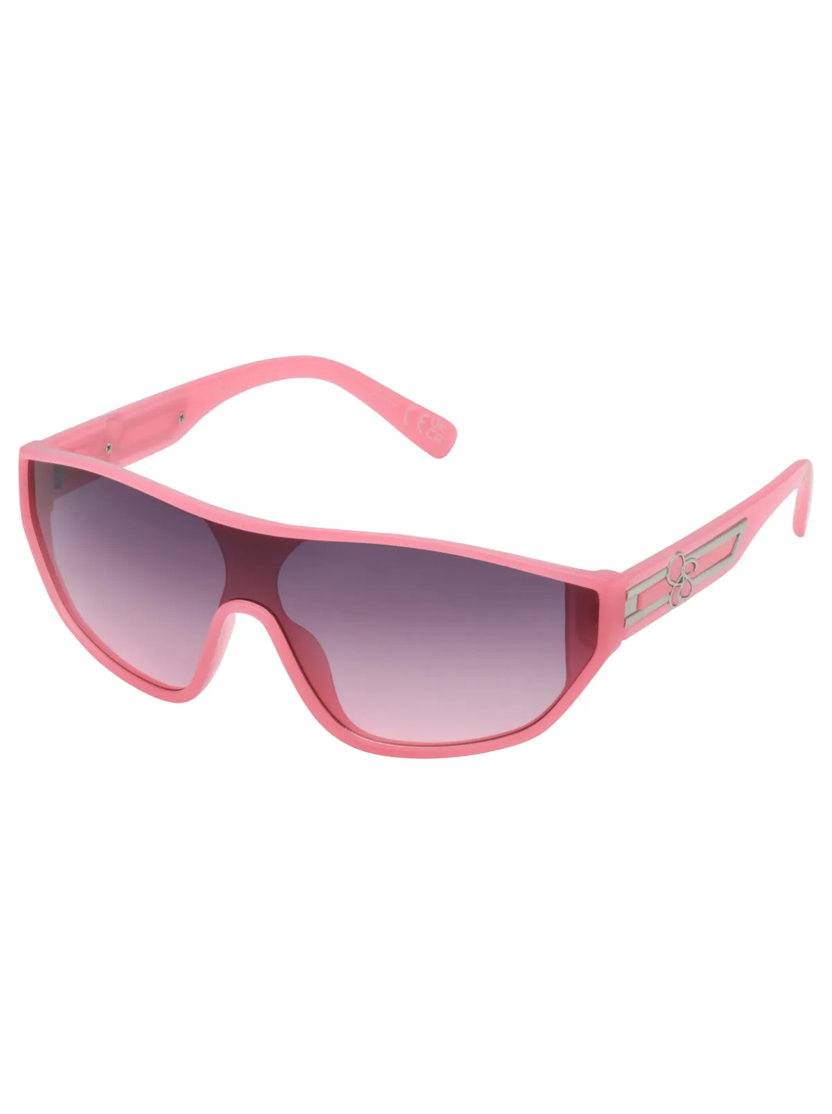 Wrap-Around Shield Sunglasses in Cream & Pink