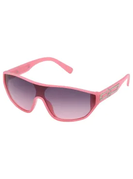 Wrap-Around Shield Sunglasses in Cream & Pink